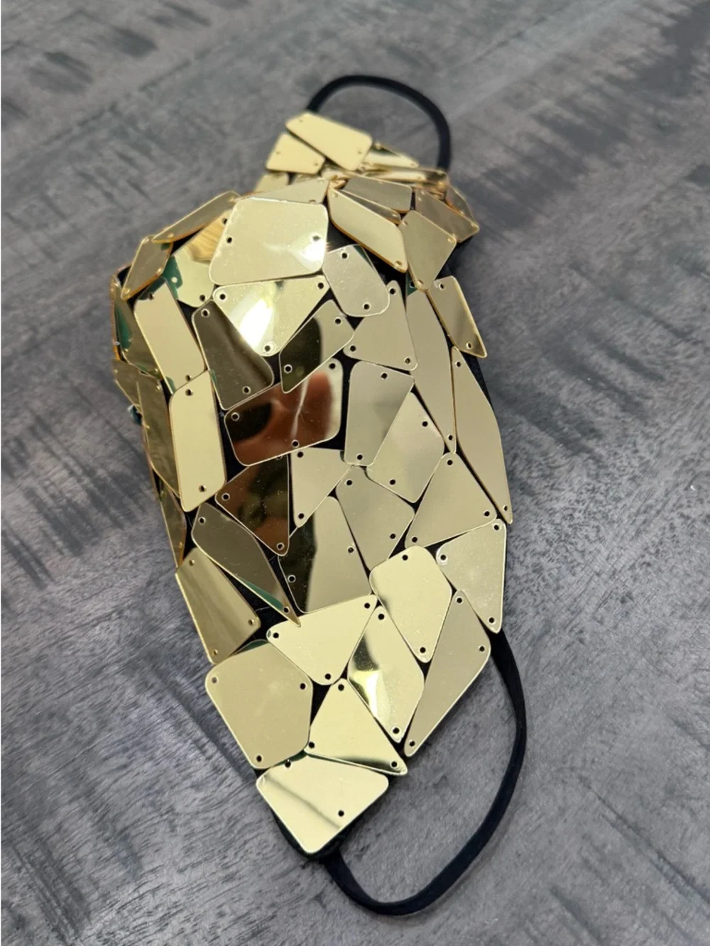 Gold Sequin Decorative Face Mask - Men Accessories